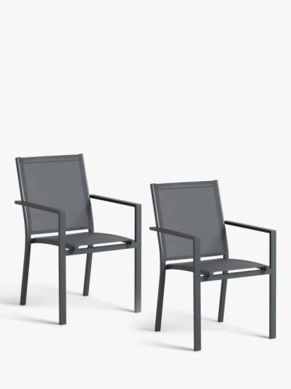 Garden dining chairs, set of 2, grey