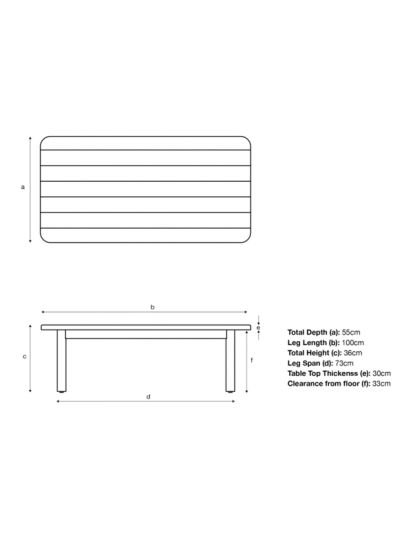 Rattan Rectangular Garden Coffee Table, 100cm, (Acacia Wood), Natural
