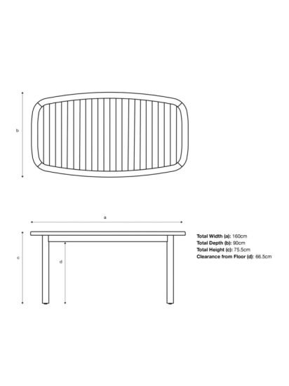 Rectangular Garden Dining Table, 160cm, (Acacia Wood), Natural